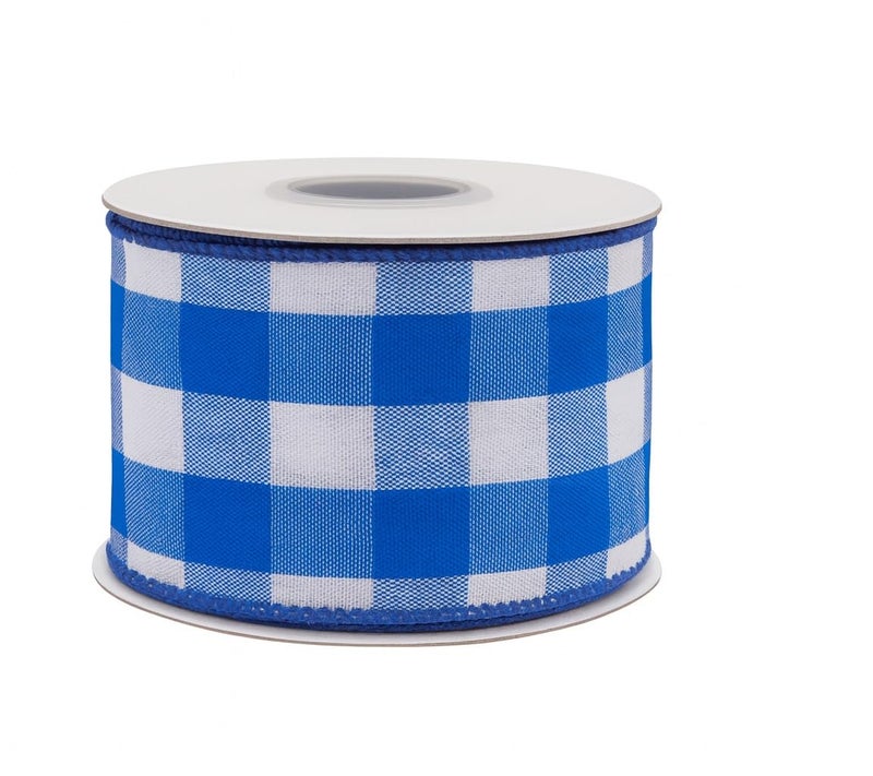 GiftWrap Etc. شريط سلكي مزخرف باللون الأزرق الملكي - 2 1/2 بوصة × 10 ياردات، تغليف عيد الميلاد للهدايا، إكليل، دعم الشرطة، عيد ميلاد، زفاف، ديكور مزرعة، يوم الذكرى - Image 1